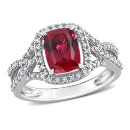 Gemstone Classics&#40;tm&#41; 10kt. White Gold Lab Created Ruby Ring