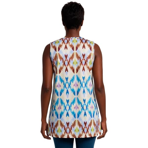 Womens C''est La Vie Sleeveless V-Neck Shoulder Ring Ikat Tank Top