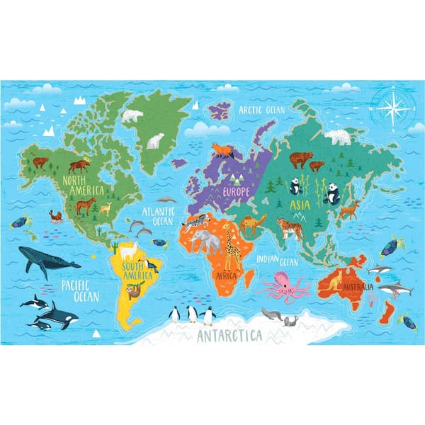 RoomMates(R) Blue & Green World Map Wall Mural - image 