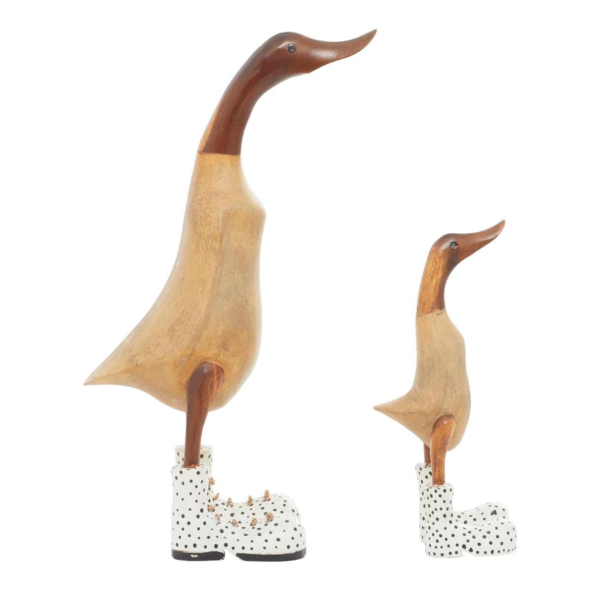 9th &amp; Pike® Decorative Natural Wood Polka Dots Ducks - Set Of 2