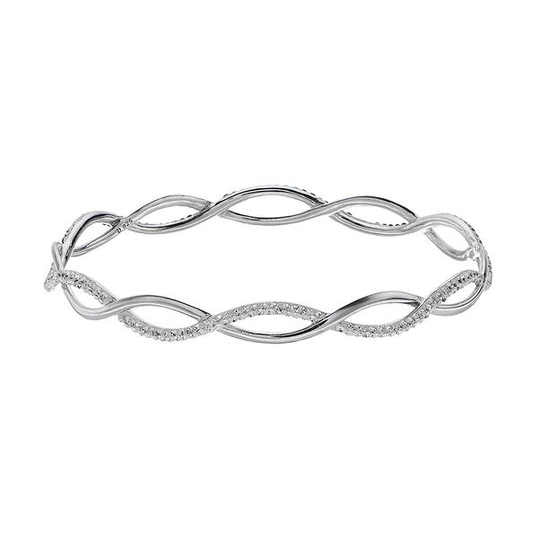Sterling Silver Crystal Bangle Bracelet - image 