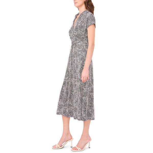 Womens MSK Short Sleeve V Neck Geometric Midi Dress