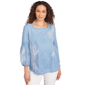 Plus Size Ruby Rd. Tinted Tides Floral Embroidered Tencel Top - image 1