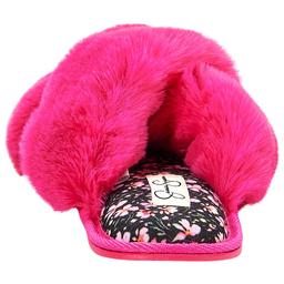 Womens Jessica Simpson High Plush Floral Slide Slippers - Pink