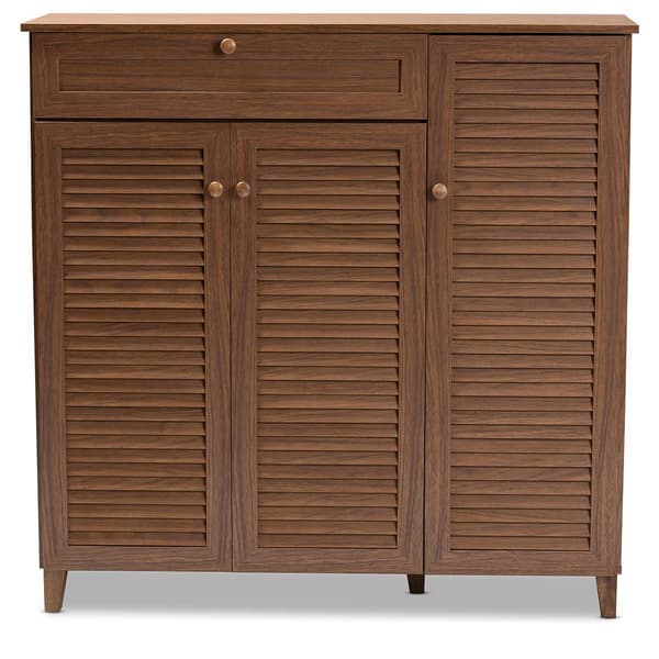 Baxton Studio Coolidge 11 Shelf Wooden Shoe Storage Cabinet