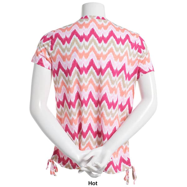 Petite Kiwi Fresh Short Sleeve Print V-Neck Ruched Top