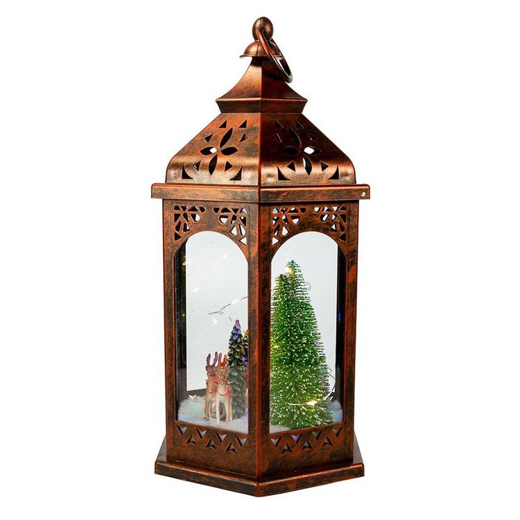 Kurt S. Adler 13in. Santa and Reindeers Lighted Lantern