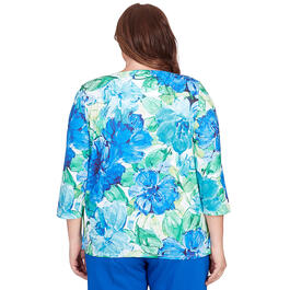 Plus Size Alfred Dunner Tradewinds Watercolor Flowers Tee