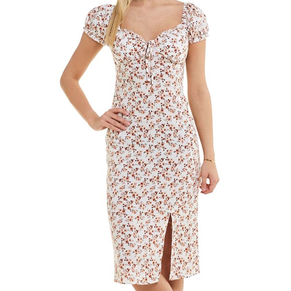Juniors Madden Girl Challis Floral Puff Sleeve Midi Dress