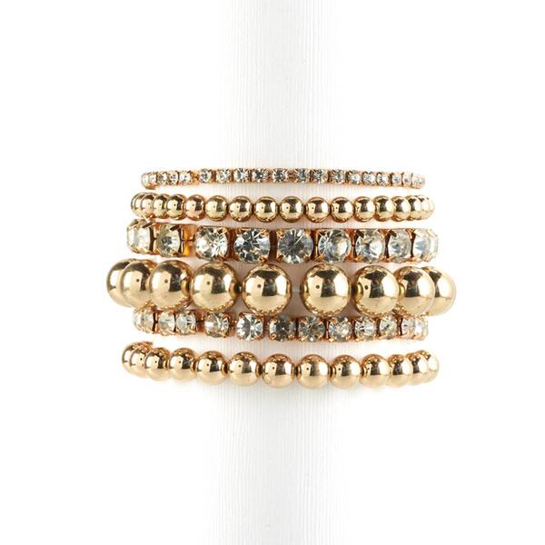 Ashley Cooper&#40;tm&#41; Gold Plated 6pc. Beaded Crystal Stone Bracelets - image 