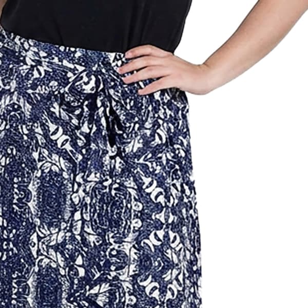 Plus Size NY Collection Pull On Side Tie ITY Skirt - Navy Skyte