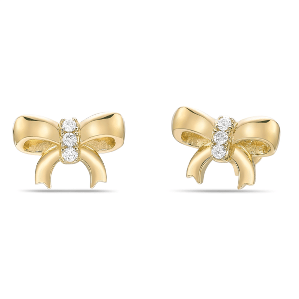 Brilliant Grown 18kt. Gold-Plated Lab-Grown Diamond Bow Earrings - image 