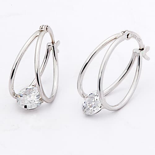Ellen Tracy Captured CZ Hoop Earrings