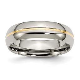 Mens Endless Affection(tm) 6mm Yellow IP-Plated Grooved Band