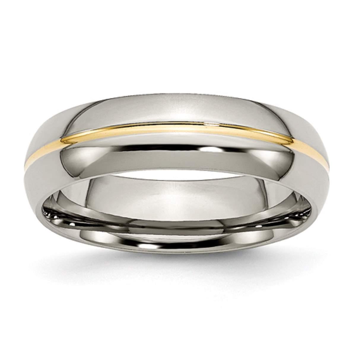 Mens Endless Affection(tm) 6mm Yellow IP-Plated Grooved Band
