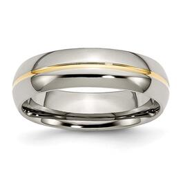 Mens Endless Affection&#40;tm&#41; 6mm Yellow IP-Plated Grooved Band