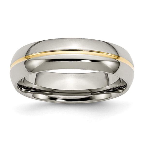 Mens Endless Affection&#40;tm&#41; 6mm Yellow IP-Plated Grooved Band - image 