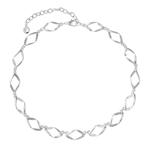 Gloria Vanderbilt Silver-Tone & Crystal Wave Link Necklace - image 