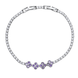 Saffron Violet CZ Blossom Accent Tennis Bracelet