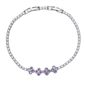 Saffron Violet CZ Blossom Accent Tennis Bracelet - image 1