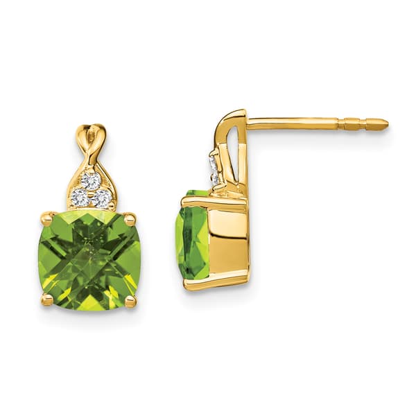Gemstone Classics&#40;tm&#41; 14kt. Yellow Gold Peridot Diamond Earrings - image 