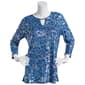 Womens Emily Daniels 3/4 Sleeve Foil Ikat Bar Neck Tunic Top - image 1