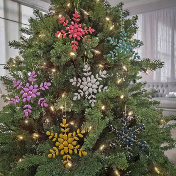 National Tree 5in. Assorted Colors Beaded Snowflake Ornaments