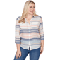 Petites Alfred Dunner Port Side Textured Stripe Button Front Top - image 1