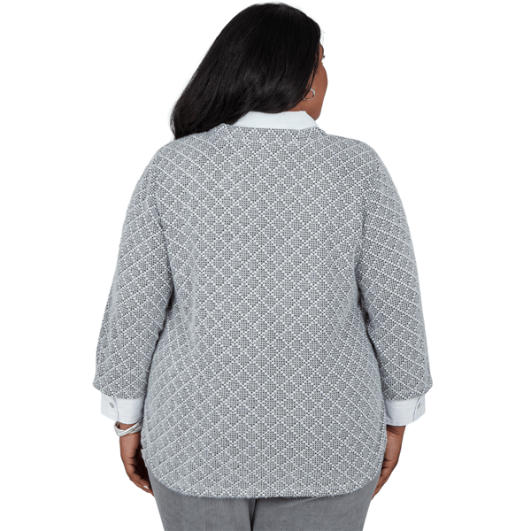 Plus Size Alfred Dunner Vail Diamond Texture Two in One Blouse