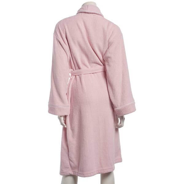Womens Bliss Long Sleeve Textured Ribbed Towel Fleece Shawl Robe