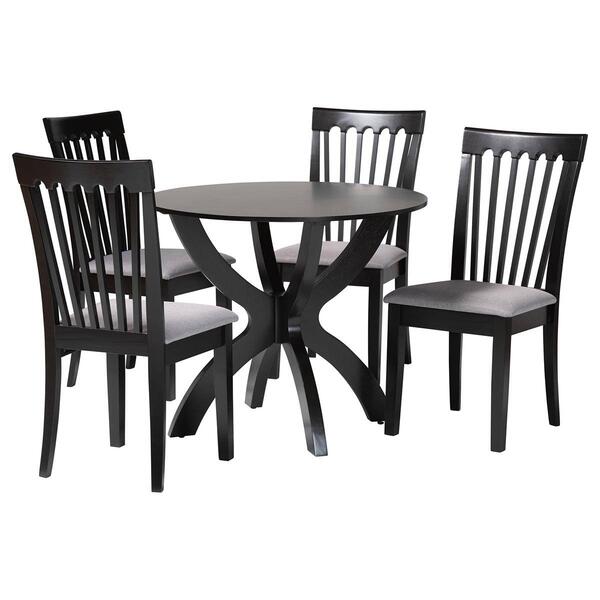 Baxton Studio Bailey Modern Dark Brown Wood 5pc. Dining Set - image 
