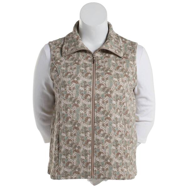Plus Size Hasting & Smith Ditsy Zip Front Quilted Vest - image 