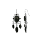 1928 Jewelry Silver-Tone Black Chandelier Earrings - image 1