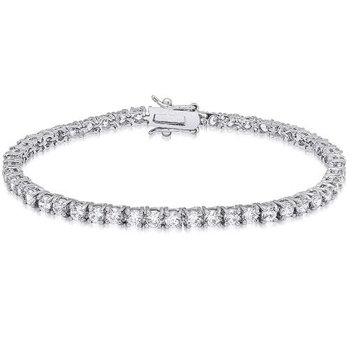 Silver Plated Cubic Zirconia Tennis Link Bracelet