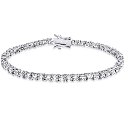 Silver Plated Cubic Zirconia Tennis Link Bracelet - image 