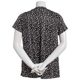 Womens Notations Short Sleeve Grommet Bar Neck Shell Blouse