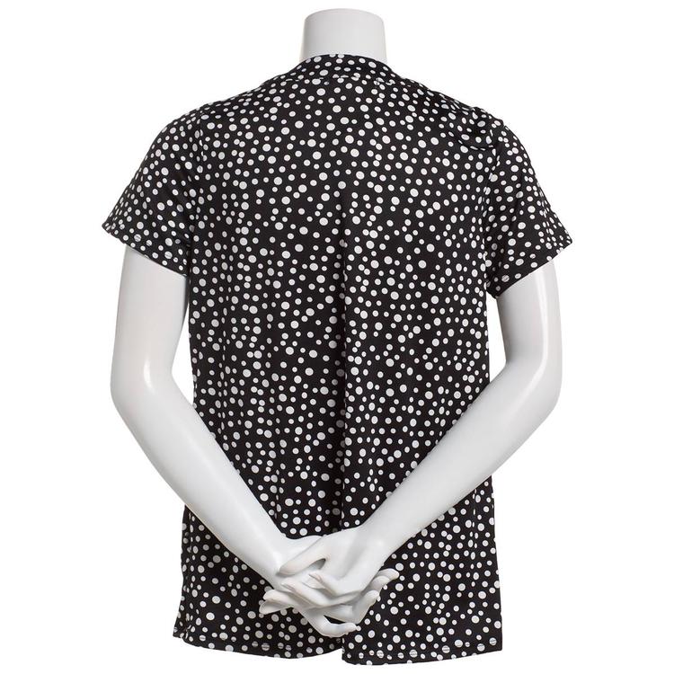Womens Notations Short Sleeve Grommet Bar Neck Shell Blouse
