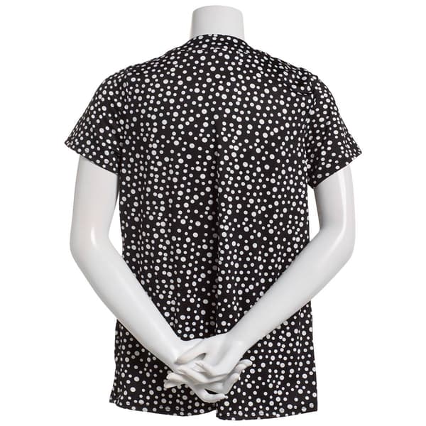 Womens Notations Short Sleeve Grommet Bar Neck Shell Blouse