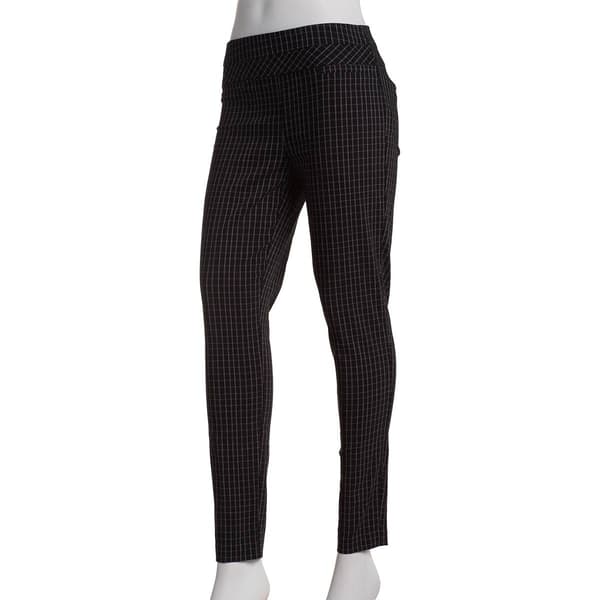 Juniors Leighton Wide Waist Check Millennium Skinny Dress Pants