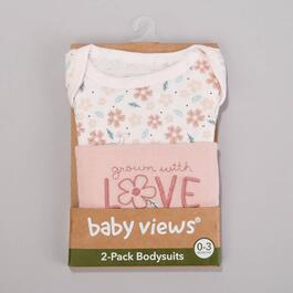 Baby Girl &#40;3-9M&#41; baby views&#40;R&#41; 2pk. Love Floral Bodysuits