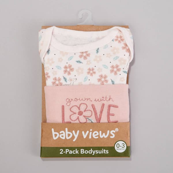 Baby Girl (3-9M) baby views(R) 2pk. Love Floral Bodysuits - image 