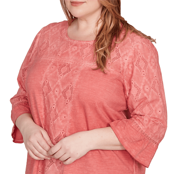 Plus Size Alfred Dunner El Paso Diamond Textured Spliced Blouse