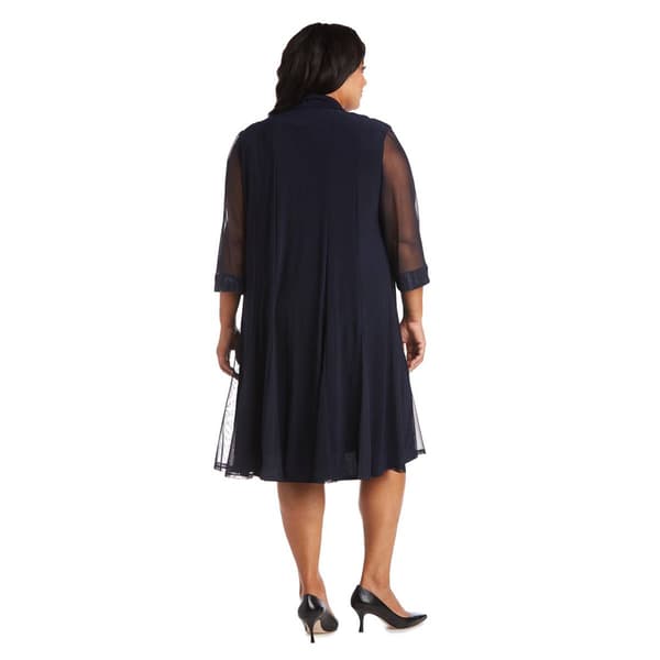 Plus Size R&M Richards Embellished Sheer Jacket Shift Dress
