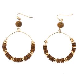 Ashley Cooper(tm) Wood Hoop Earrings with Beaded Accent