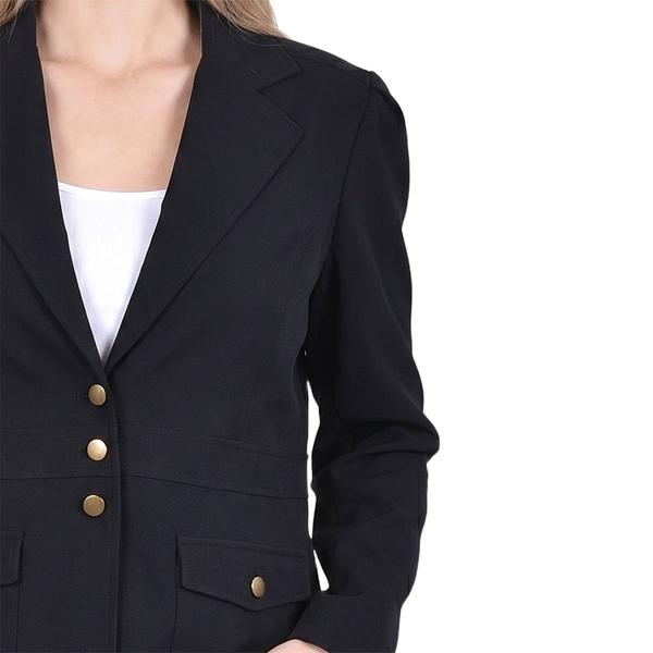 Petite NY Collection Long Sleeve Button Solid Scuba Crepe Blazer