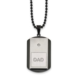 Mens Gentlemen's Classics(tm) Black IP-Plated Dad Dog Tag Necklace