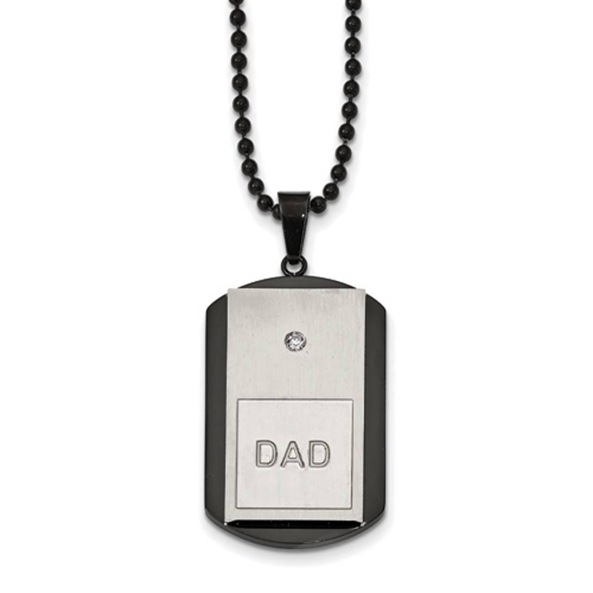 Mens Gentlemen's Classics(tm) Black IP-Plated Dad Dog Tag Necklace