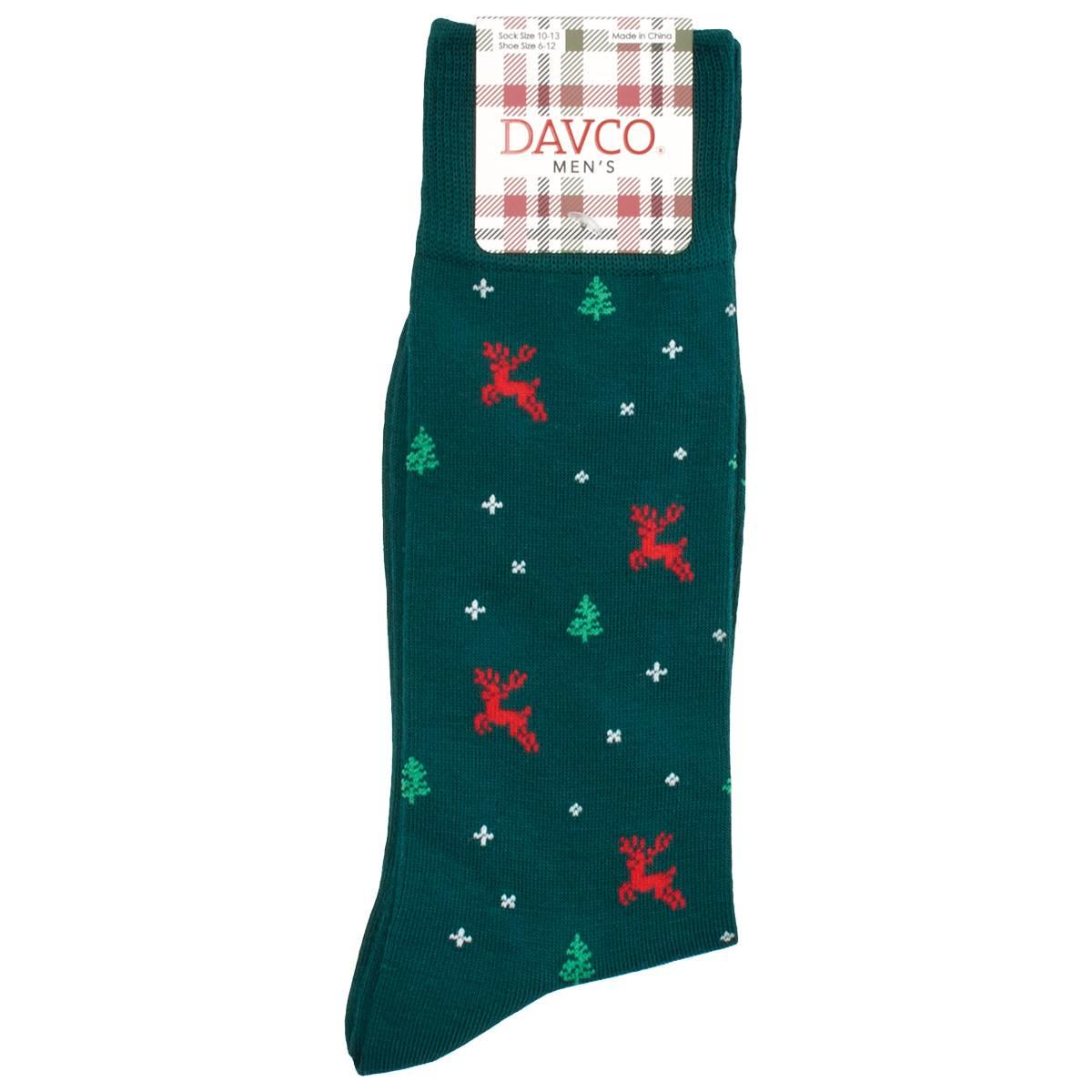 Mens Davco Reindeers & Christmas Trees Crew Socks
