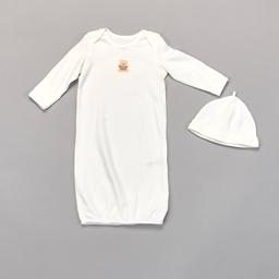 Baby Unisex (NB-3M) Little Me Gentle Bear Gown with Hat