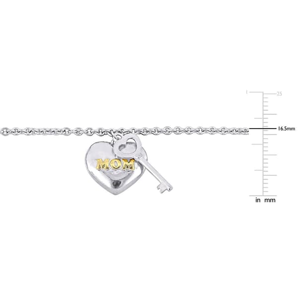 Silver White and 18kt. Gold Plated Mom Charm Bracelet